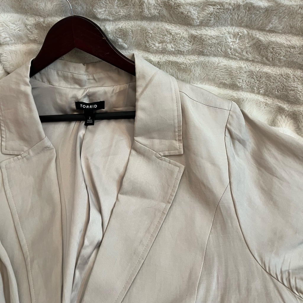 Torrid 18/20 Sand Beige One Button Suit Jacket Preppy Minimal Workwear Spring